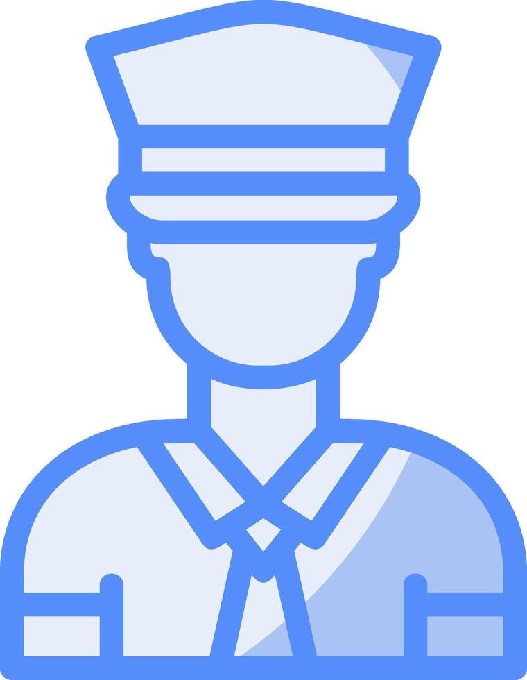 Captain Line Filled Blue Icon vector