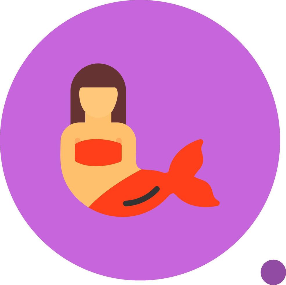 Mermaid Flat Shadow Icon vector