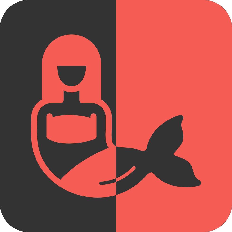 Mermaid Red Inverse Icon vector