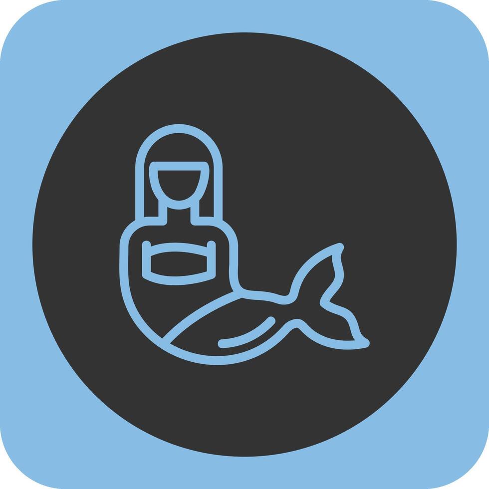 Mermaid Linear Round Icon vector