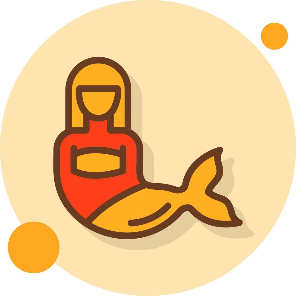 Mermaid Filled Shadow Circle Icon vector