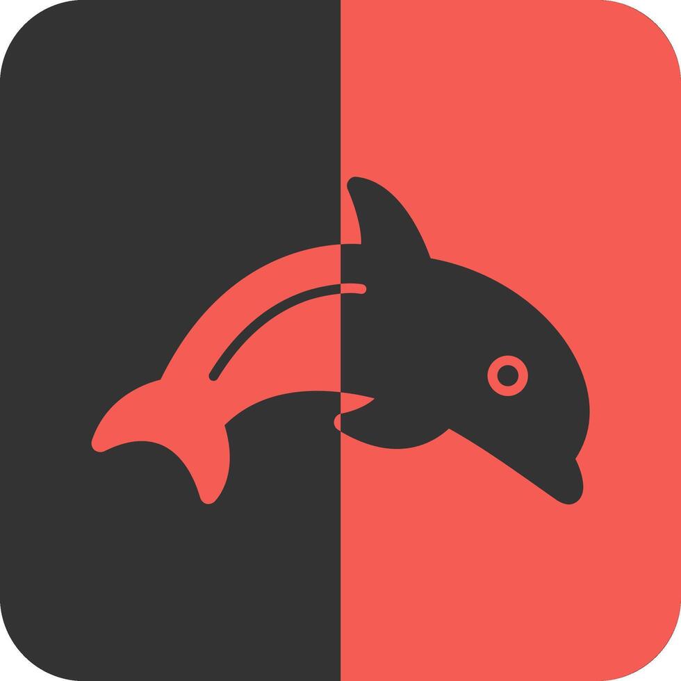 Dolphin Red Inverse Icon vector