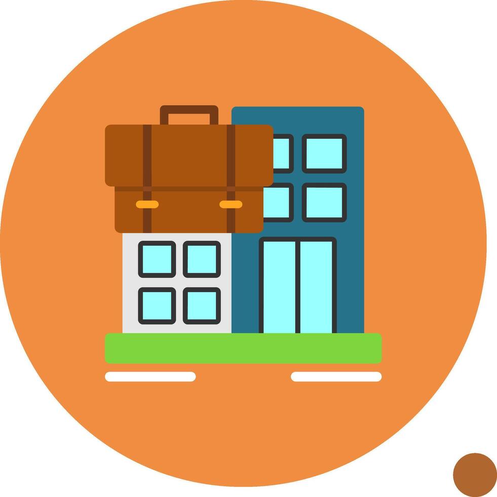 Business building Flat Shadow Icon vector