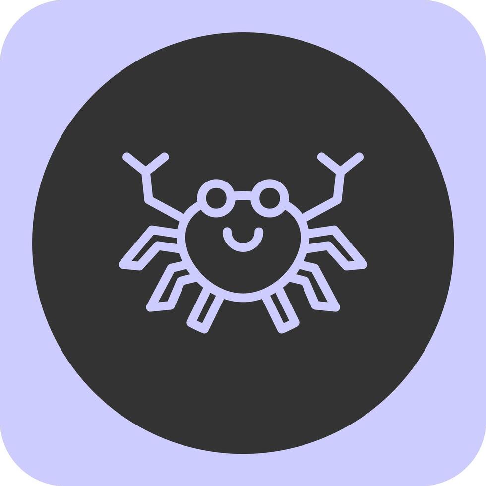 Crab Linear Round Icon vector