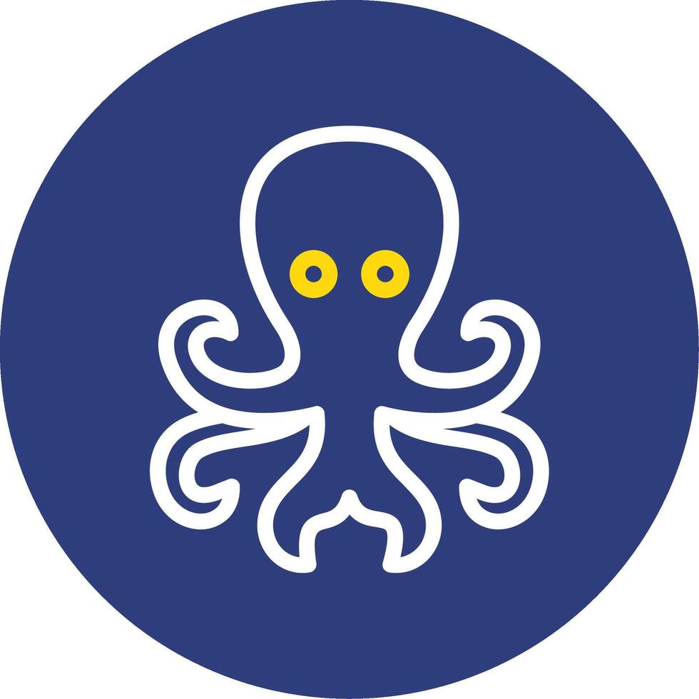 pulpo doble línea circulo icono vector