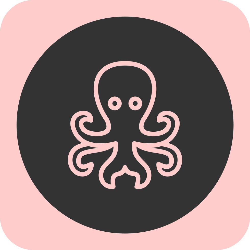 Octopus Linear Round Icon vector