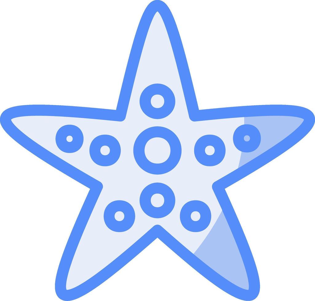 estrella de mar línea lleno azul icono vector