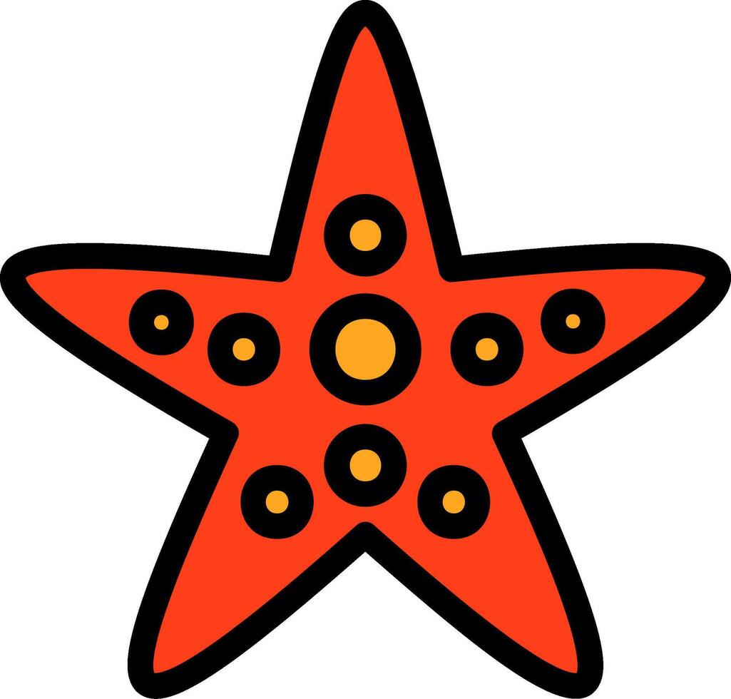 estrella de mar línea lleno icono vector