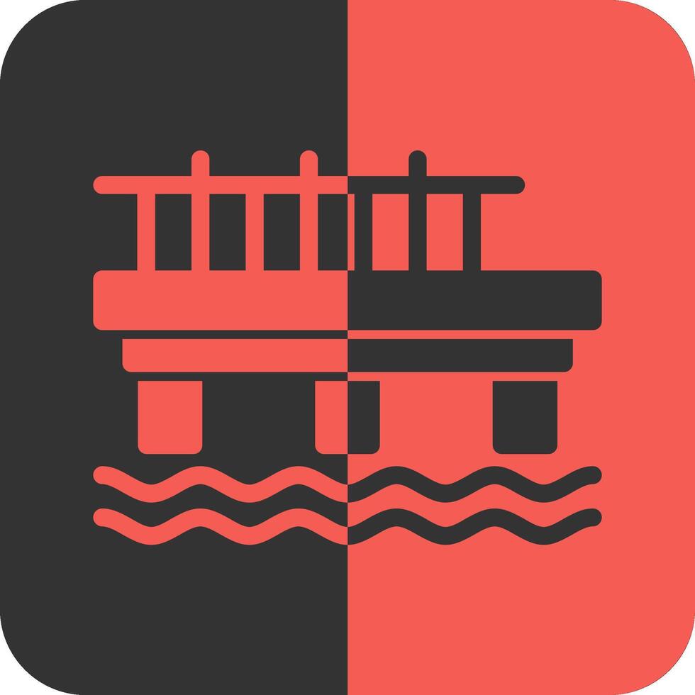 muelle rojo inverso icono vector