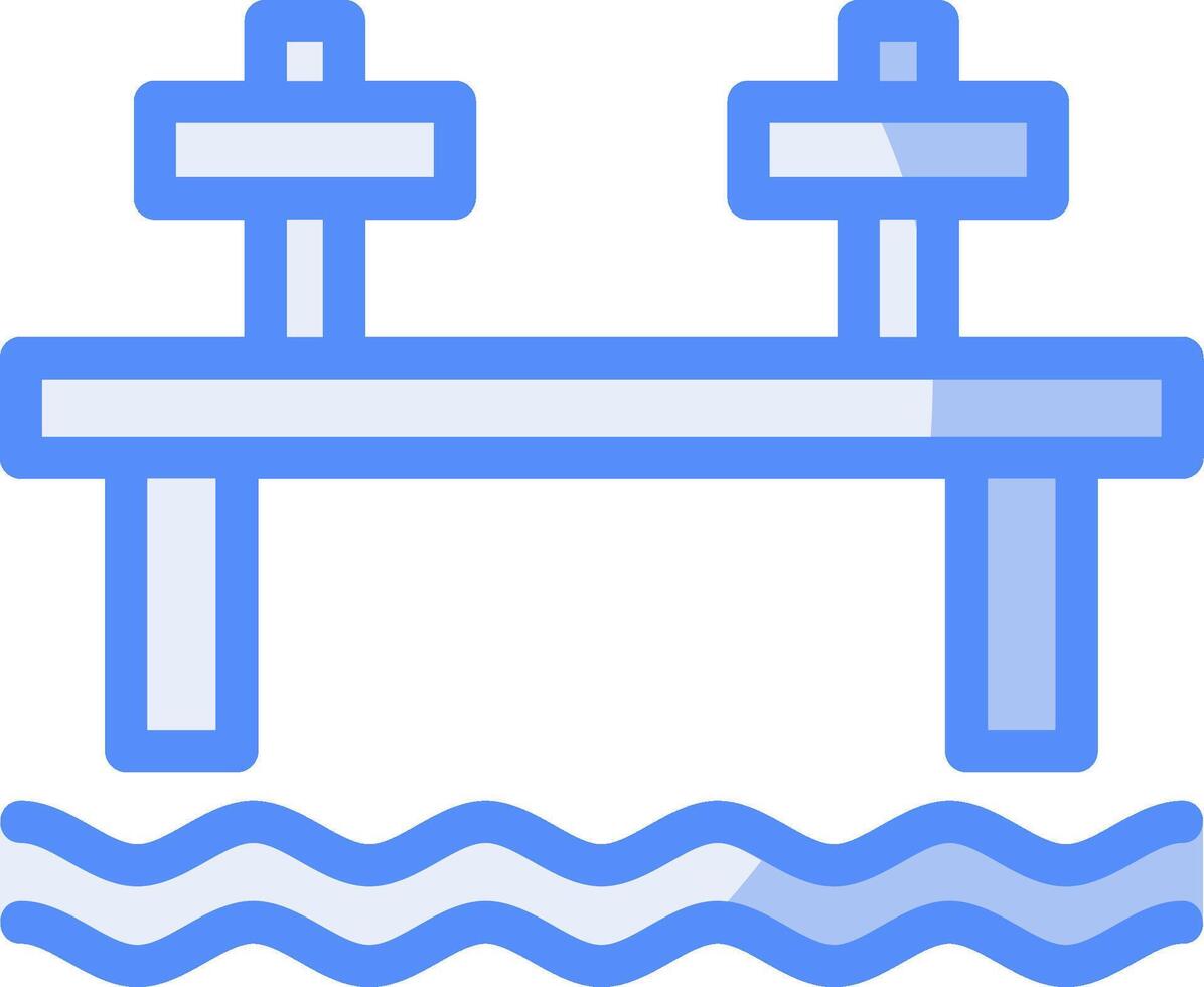Dock Line Filled Blue Icon vector