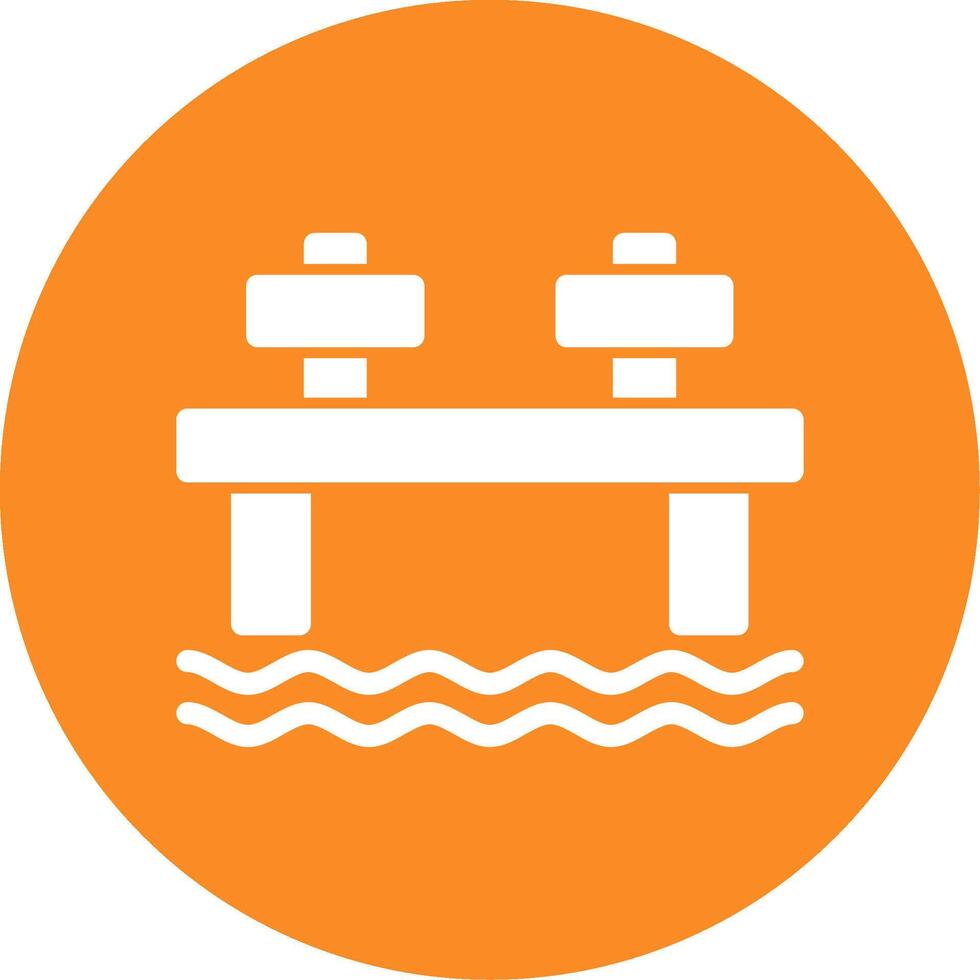 muelle glifo circulo icono vector