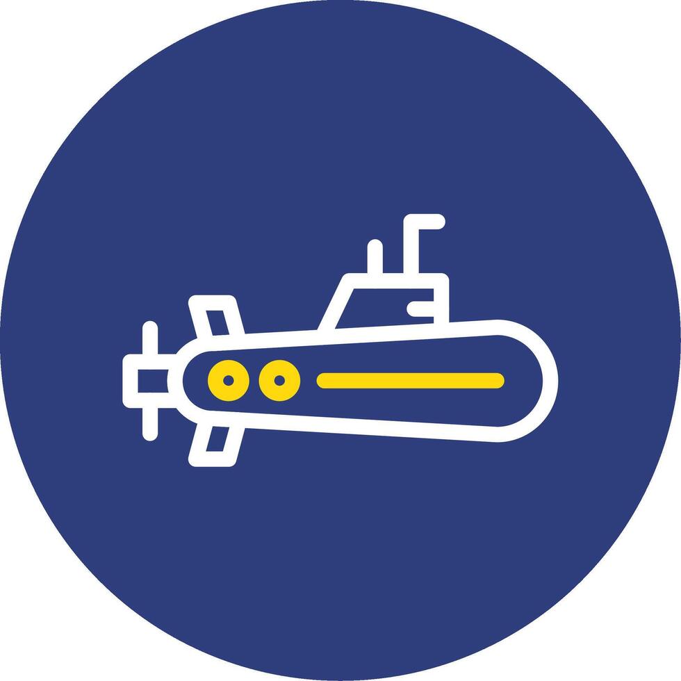 Submarine Dual Line Circle Icon vector