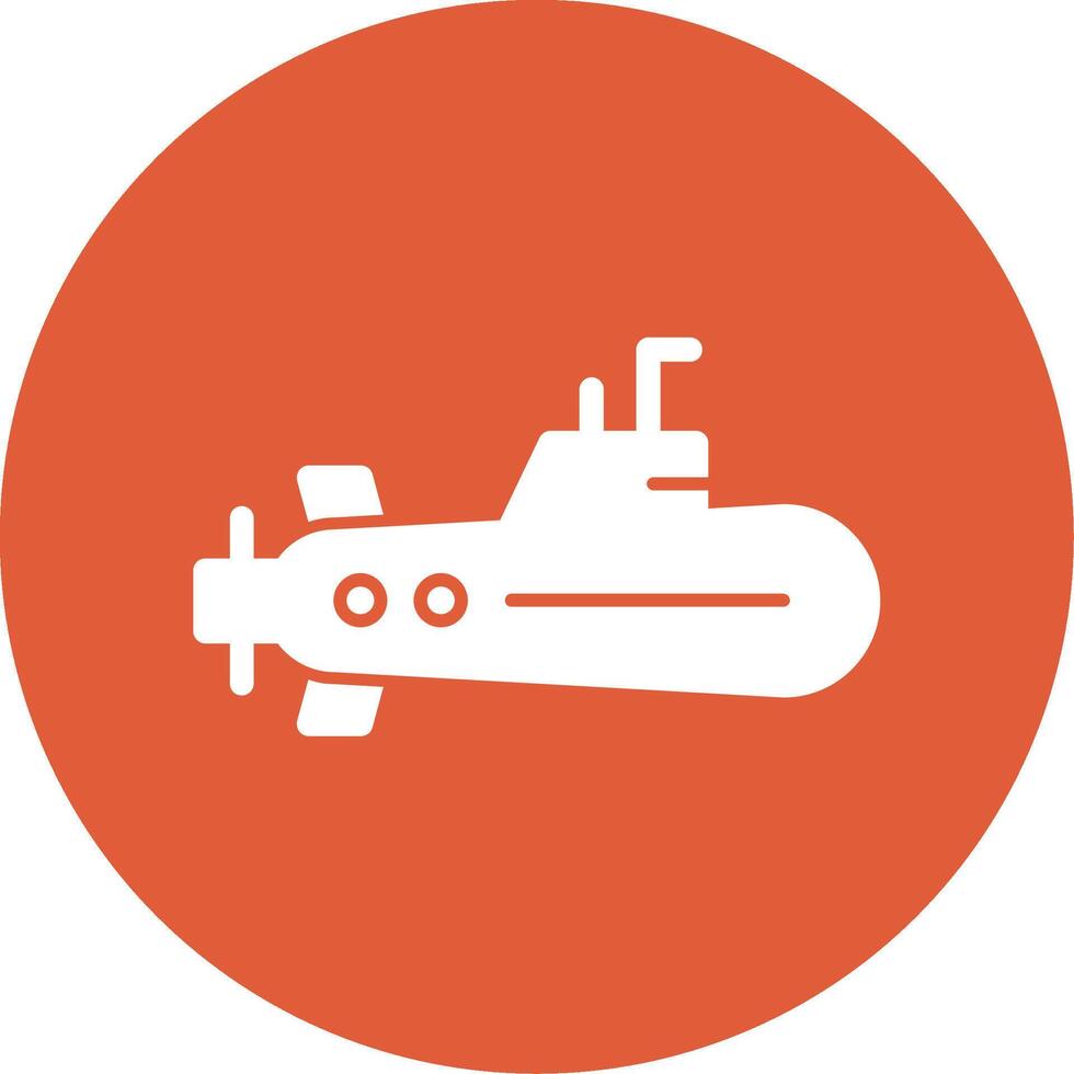 Submarine Glyph Circle Icon vector