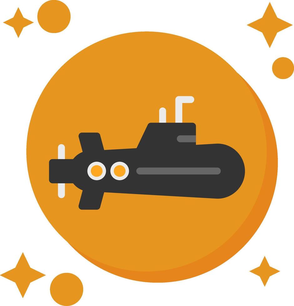 submarino cola color icono vector