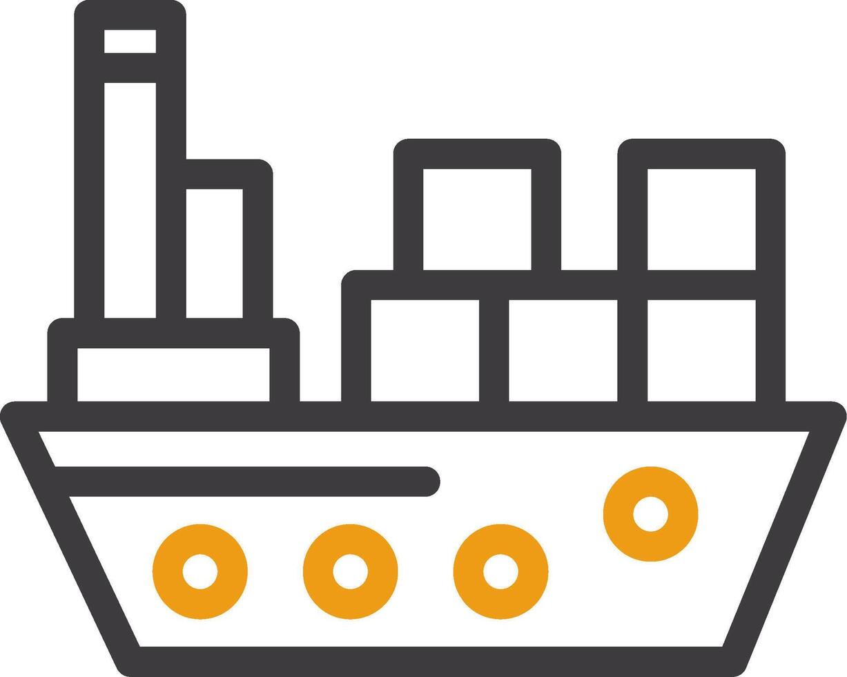 Container ship Line Two Color Icon vector
