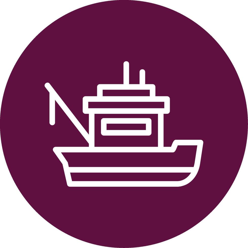 Fishing boat Outline Circle Icon vector