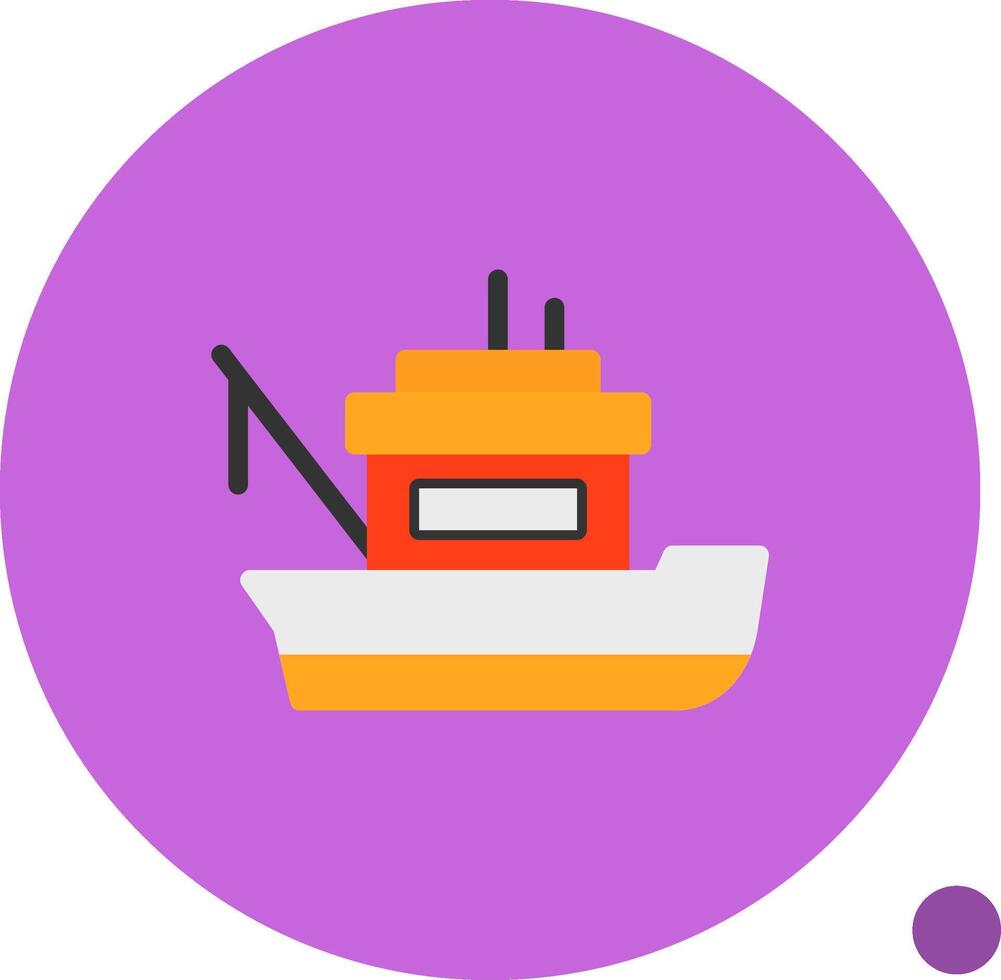 Fishing boat Flat Shadow Icon vector