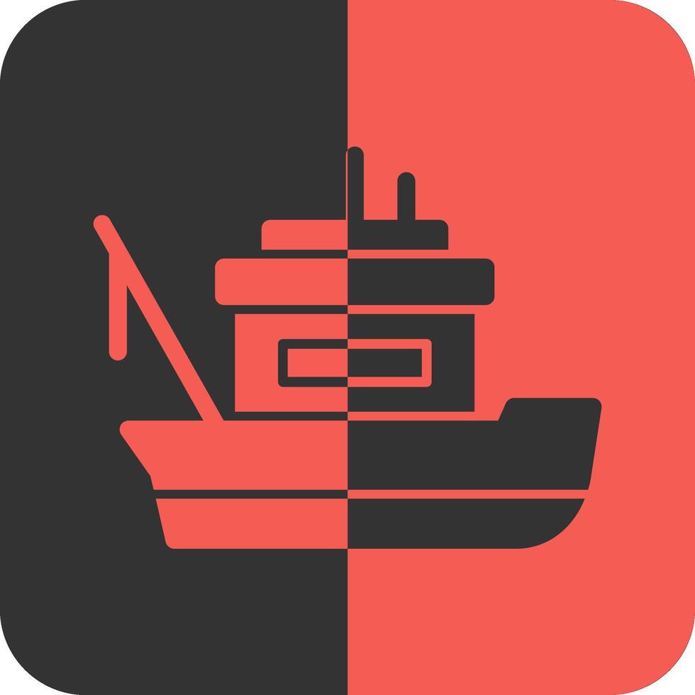 Fishing boat Red Inverse Icon vector