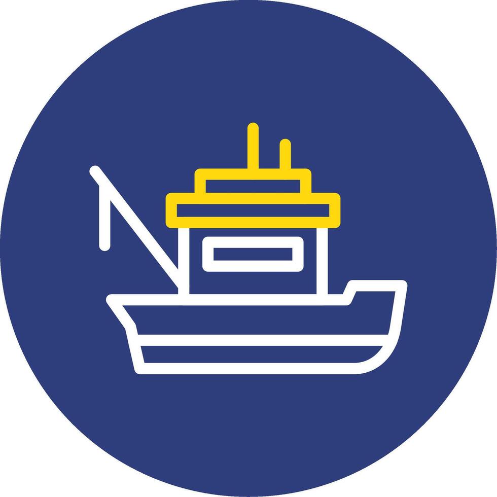 Fishing boat Dual Line Circle Icon vector