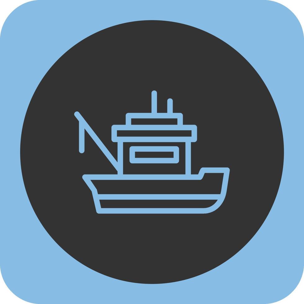 Fishing boat Linear Round Icon vector