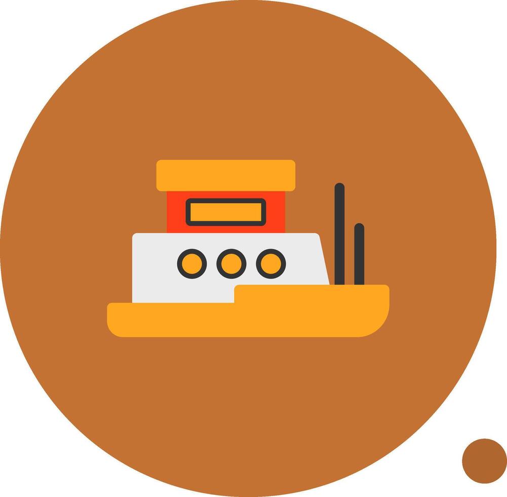Tugboat Flat Shadow Icon vector