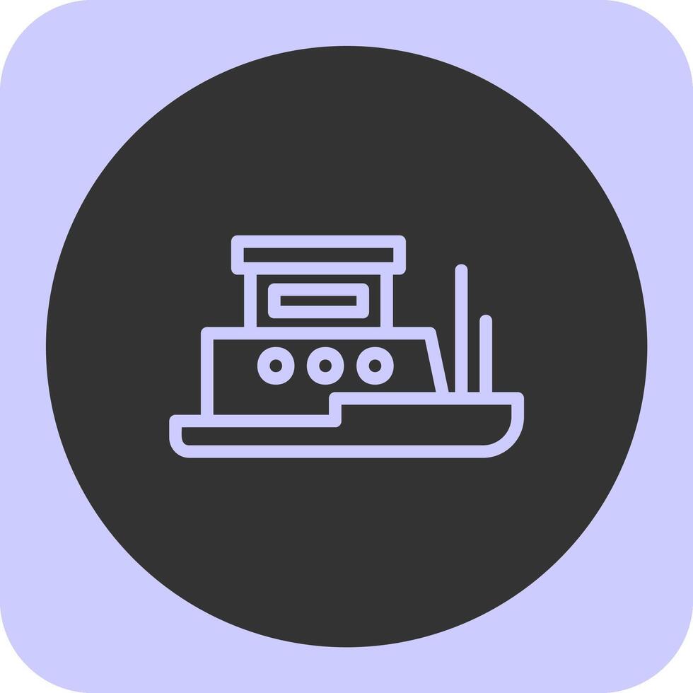 Tugboat Linear Round Icon vector