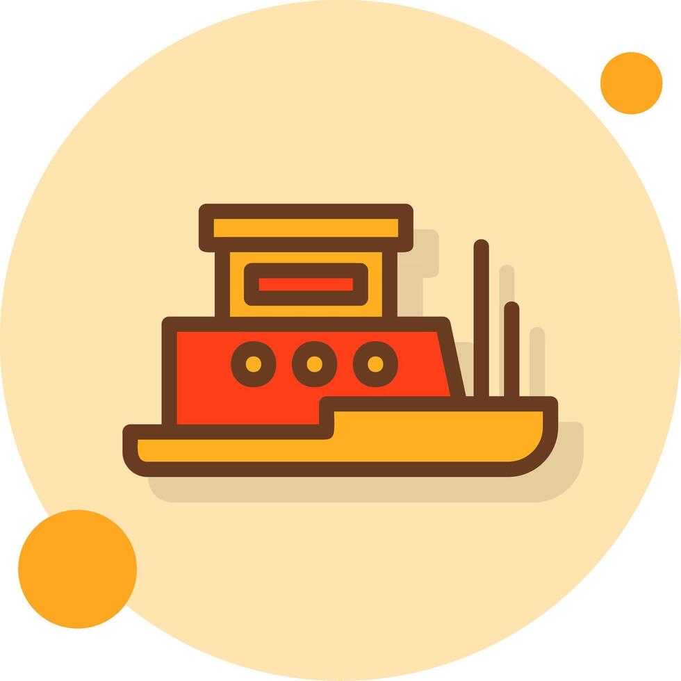 Tugboat Filled Shadow Circle Icon vector