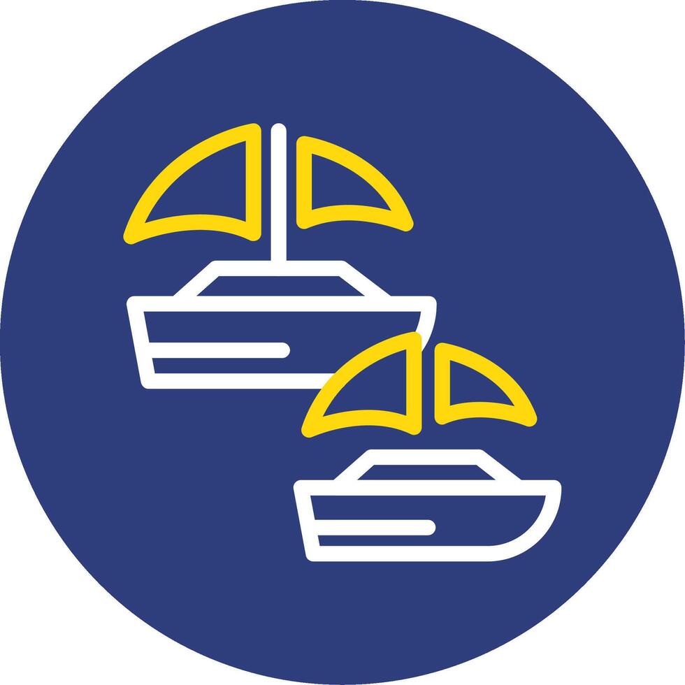 Sailing race Dual Line Circle Icon vector