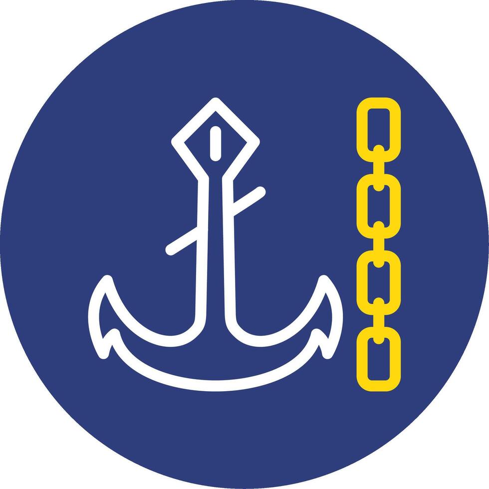 Anchor chain Dual Line Circle Icon vector