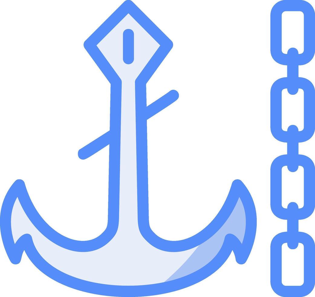 Anchor chain Line Filled Blue Icon vector