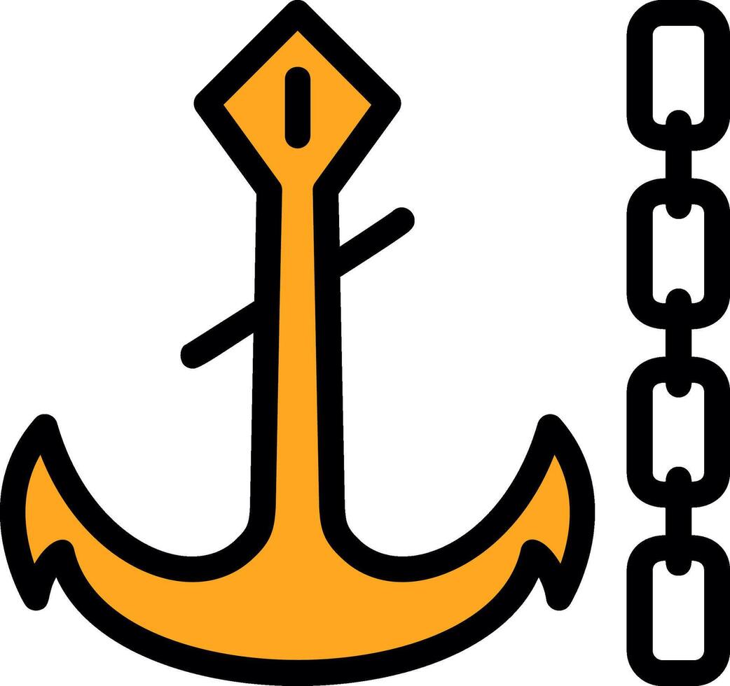 Anchor chain Line Filled Icon vector
