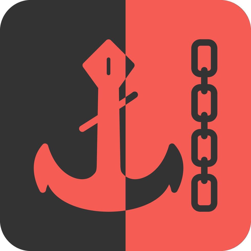 Anchor chain Red Inverse Icon vector