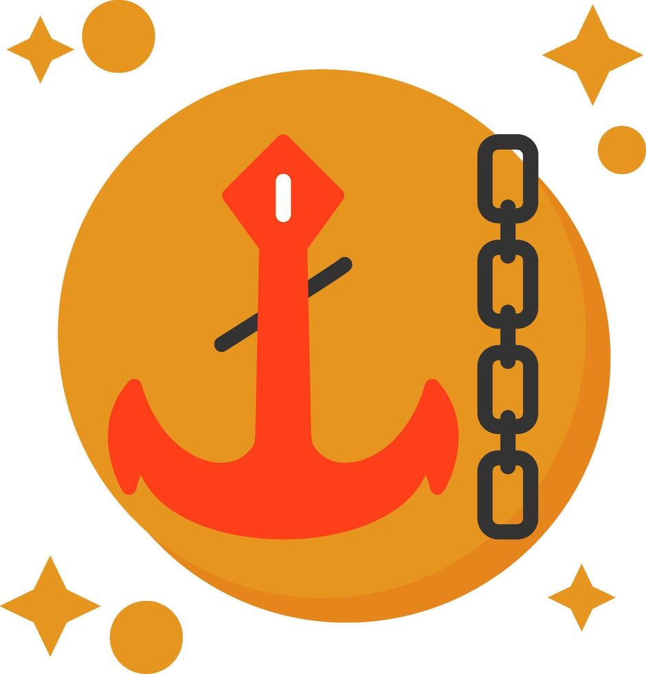 Anchor chain Tailed Color Icon vector