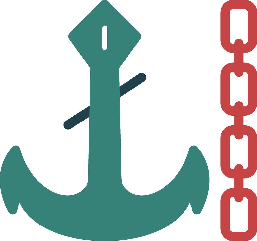 Anchor chain Glyph Two Color Icon vector