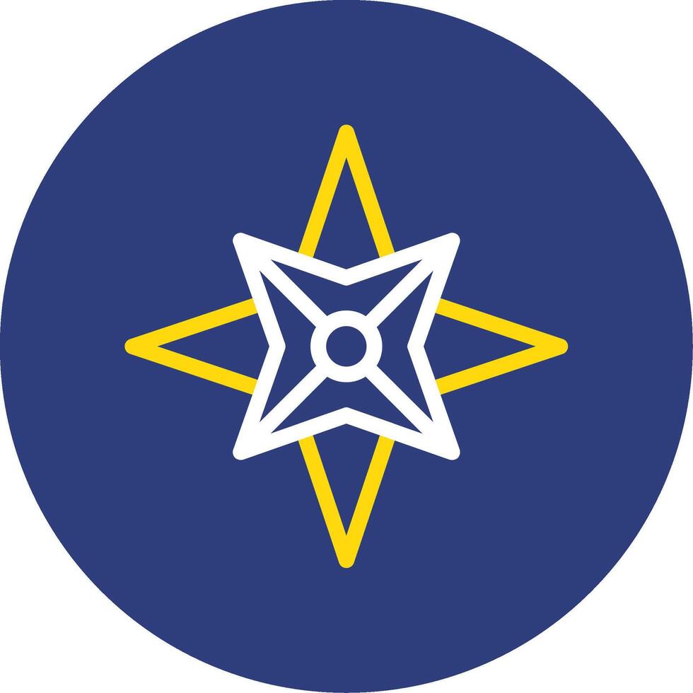 Nautical star Dual Line Circle Icon vector