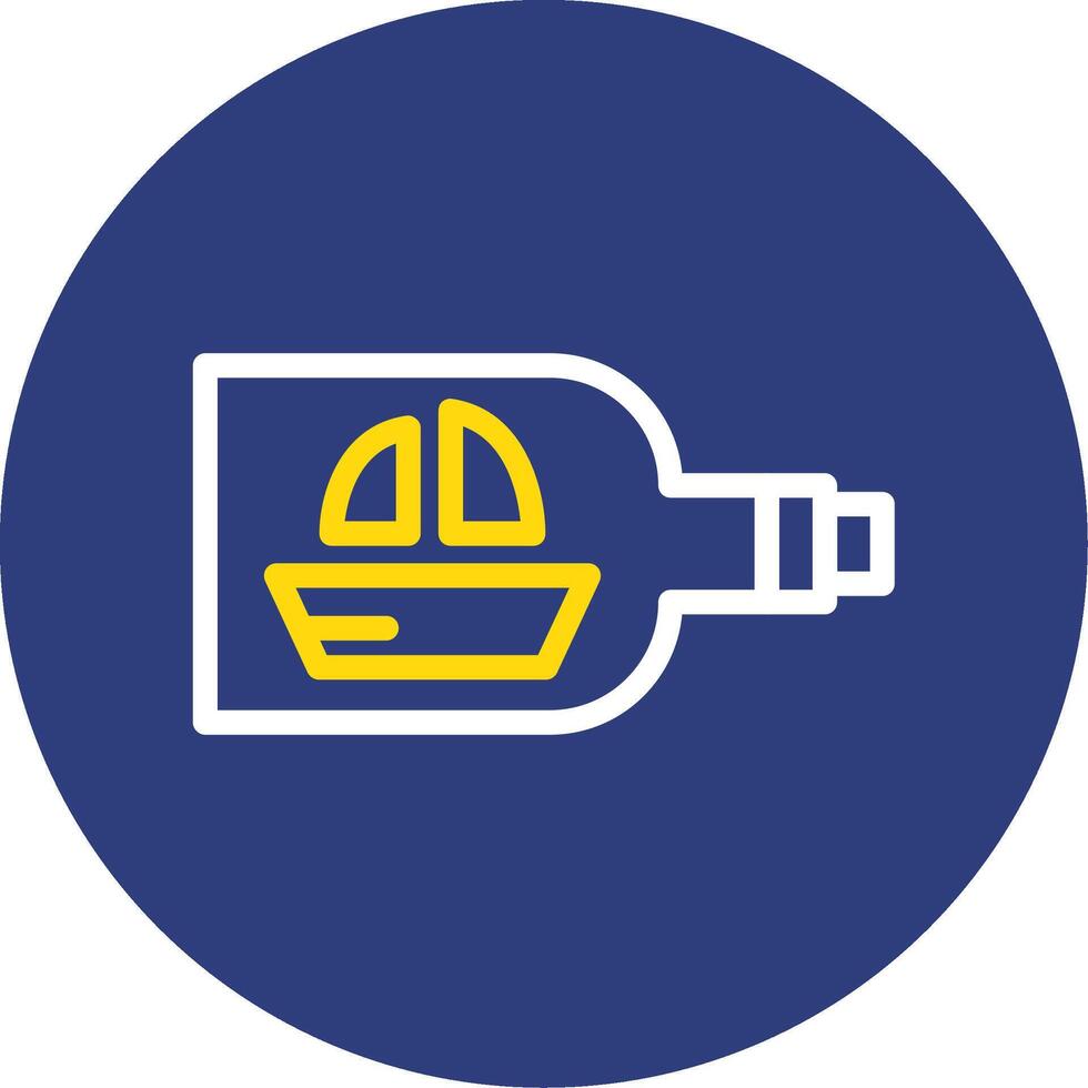 Ship in a bottle Dual Line Circle Icon vector
