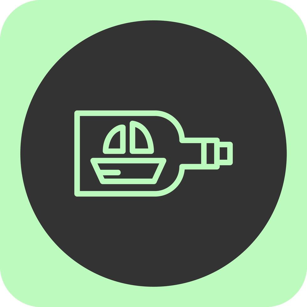 Ship in a bottle Linear Round Icon vector