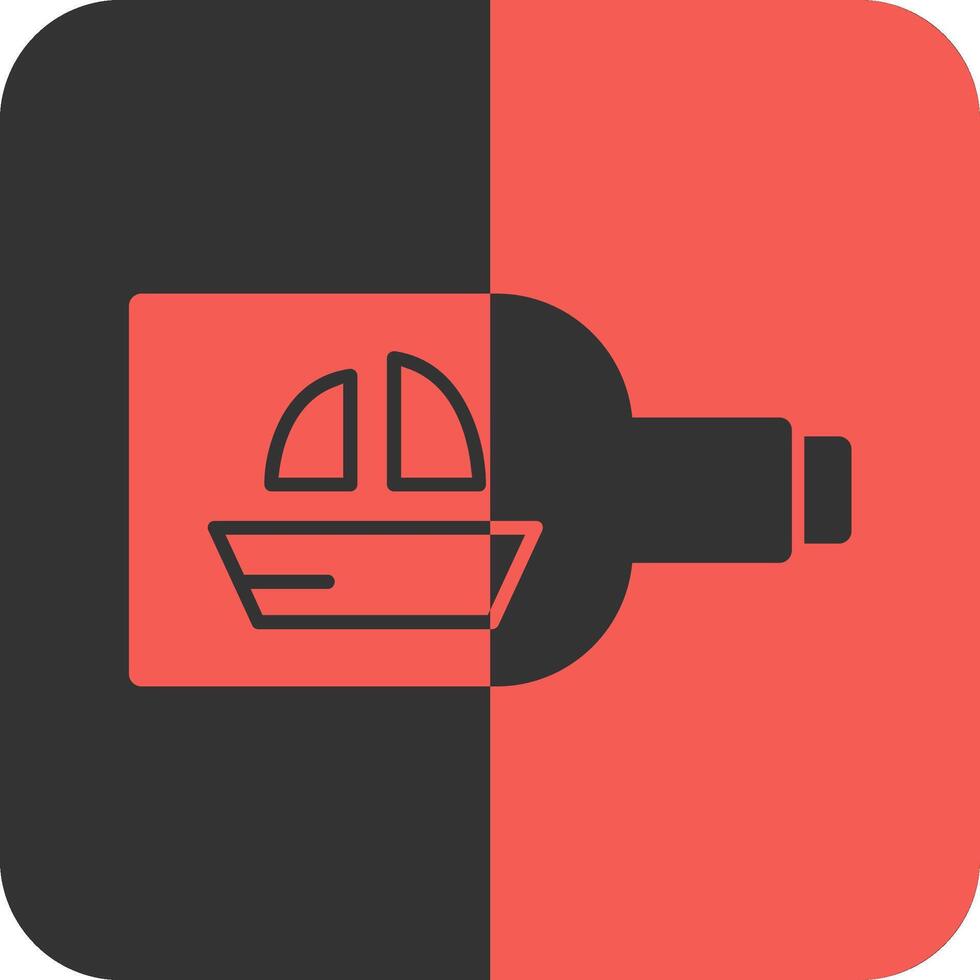 Ship in a bottle Red Inverse Icon vector