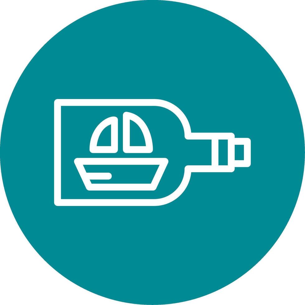 Ship in a bottle Outline Circle Icon vector
