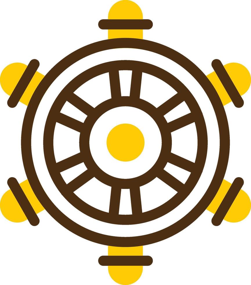 Nautical steering wheel Yellow Lieanr Circle Icon vector