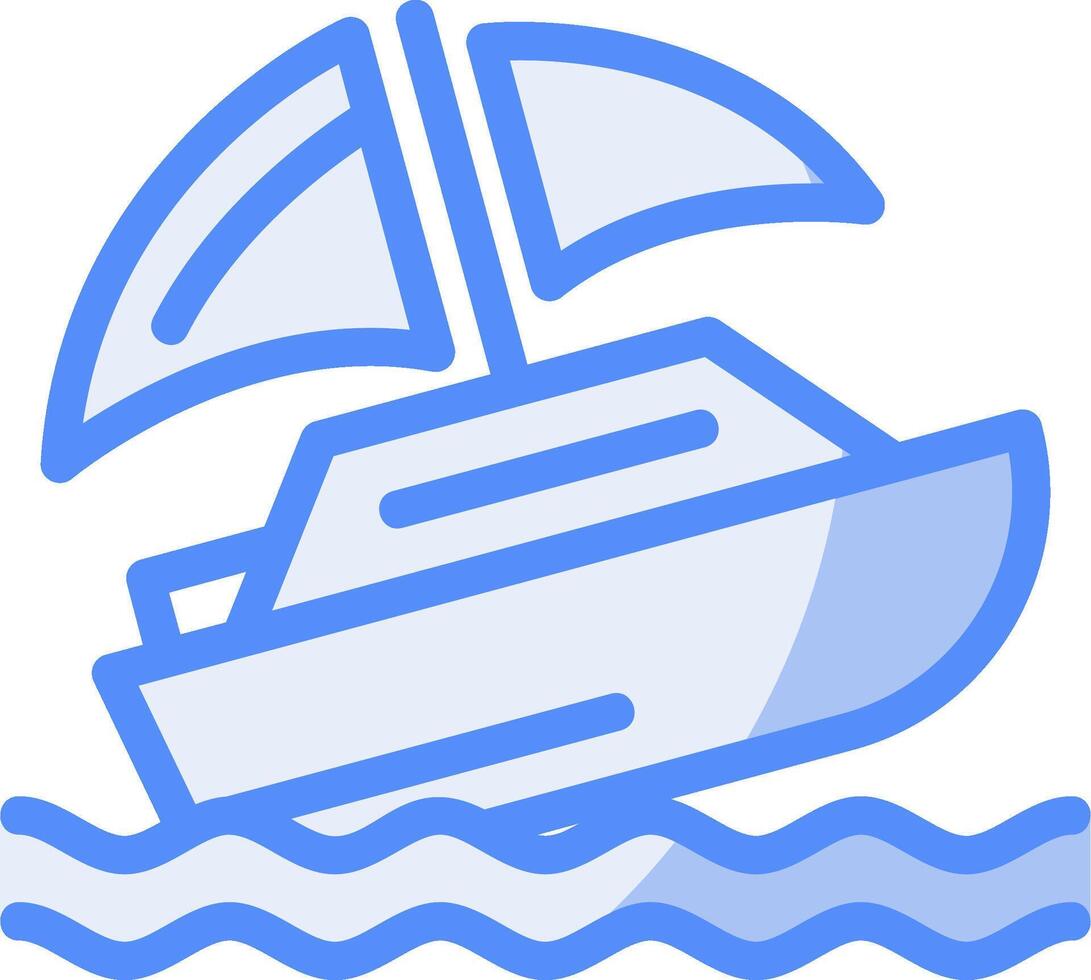 Shipwreck Line Filled Blue Icon vector