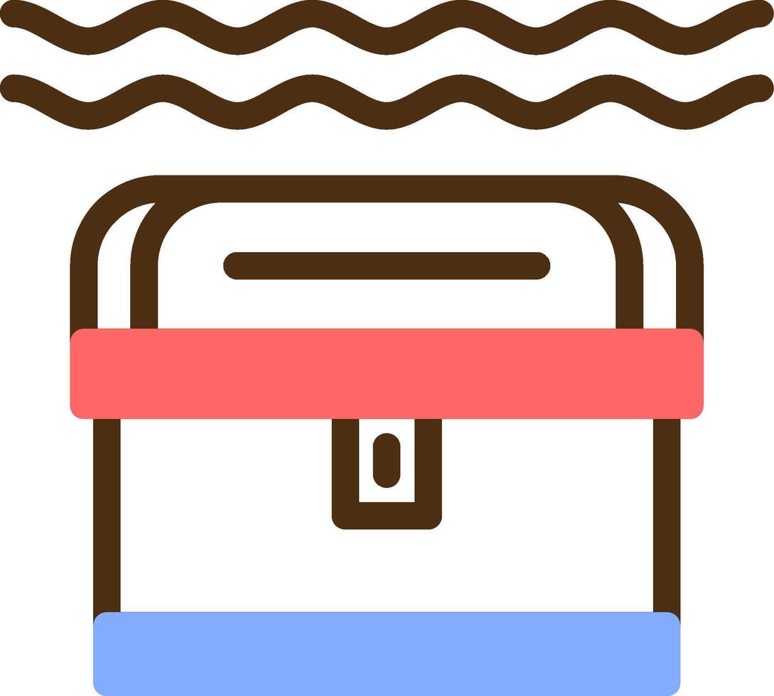 submarino tesoro color lleno icono vector