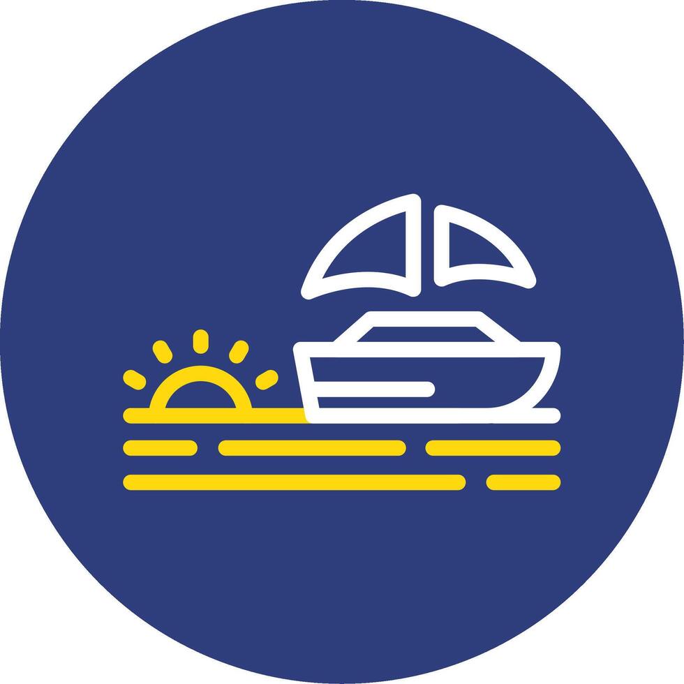 Nautical sunset Dual Line Circle Icon vector