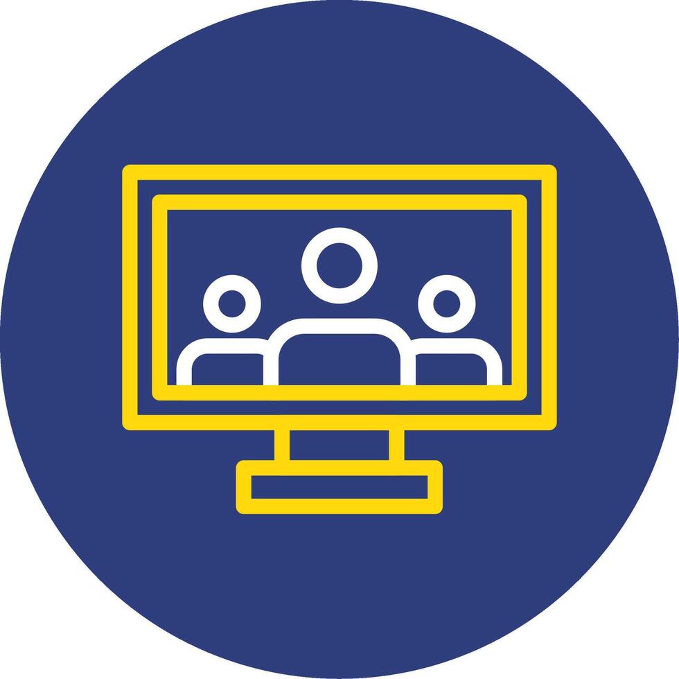 Virtual meeting Dual Line Circle Icon vector