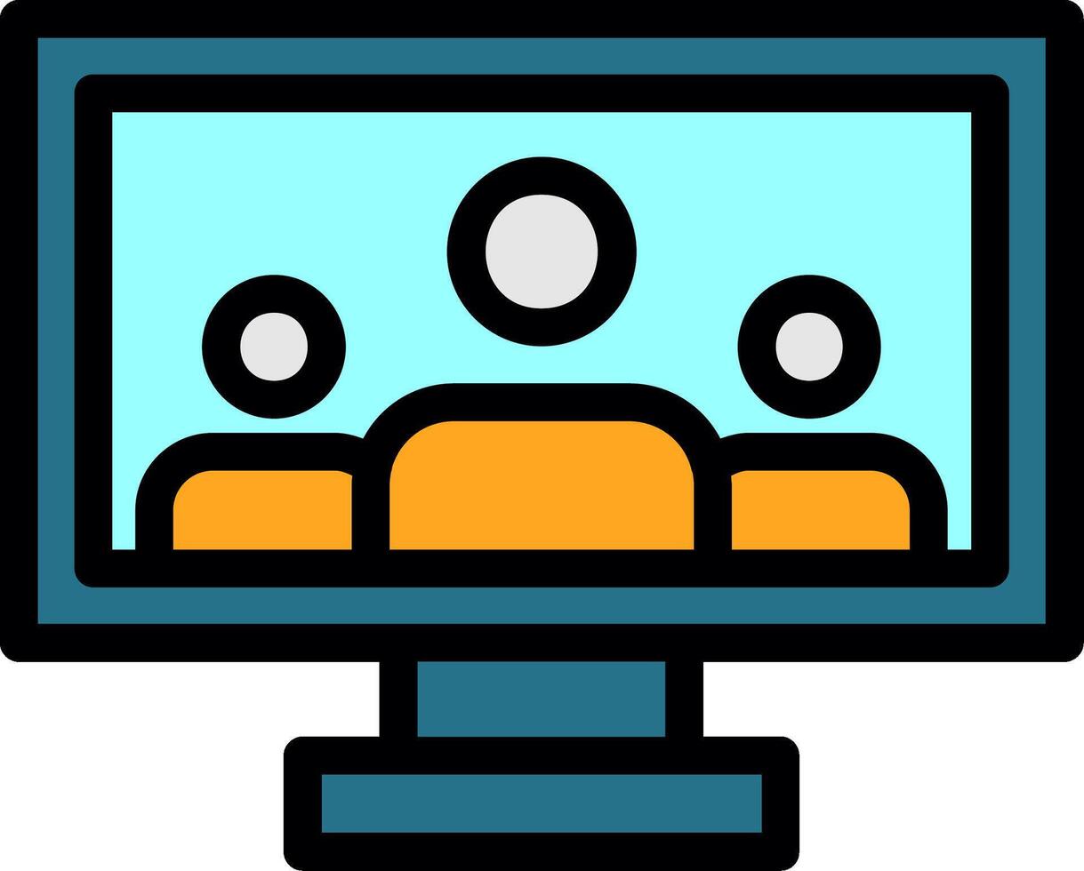 Virtual meeting Line Filled Icon vector