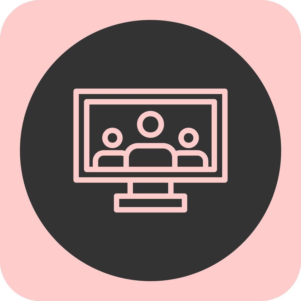Virtual meeting Linear Round Icon vector
