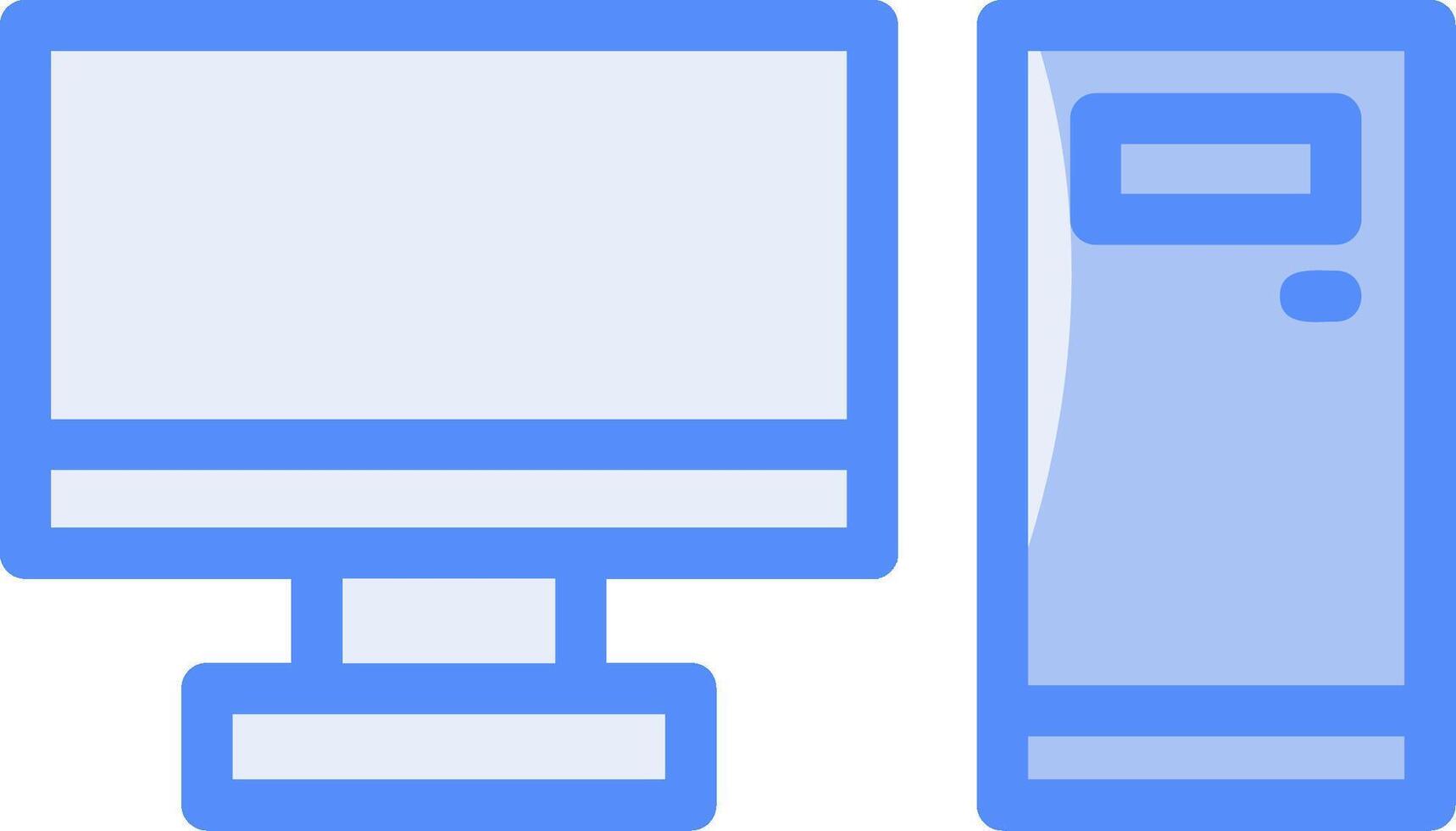 Desktop computer Line Filled Blue Icon vector