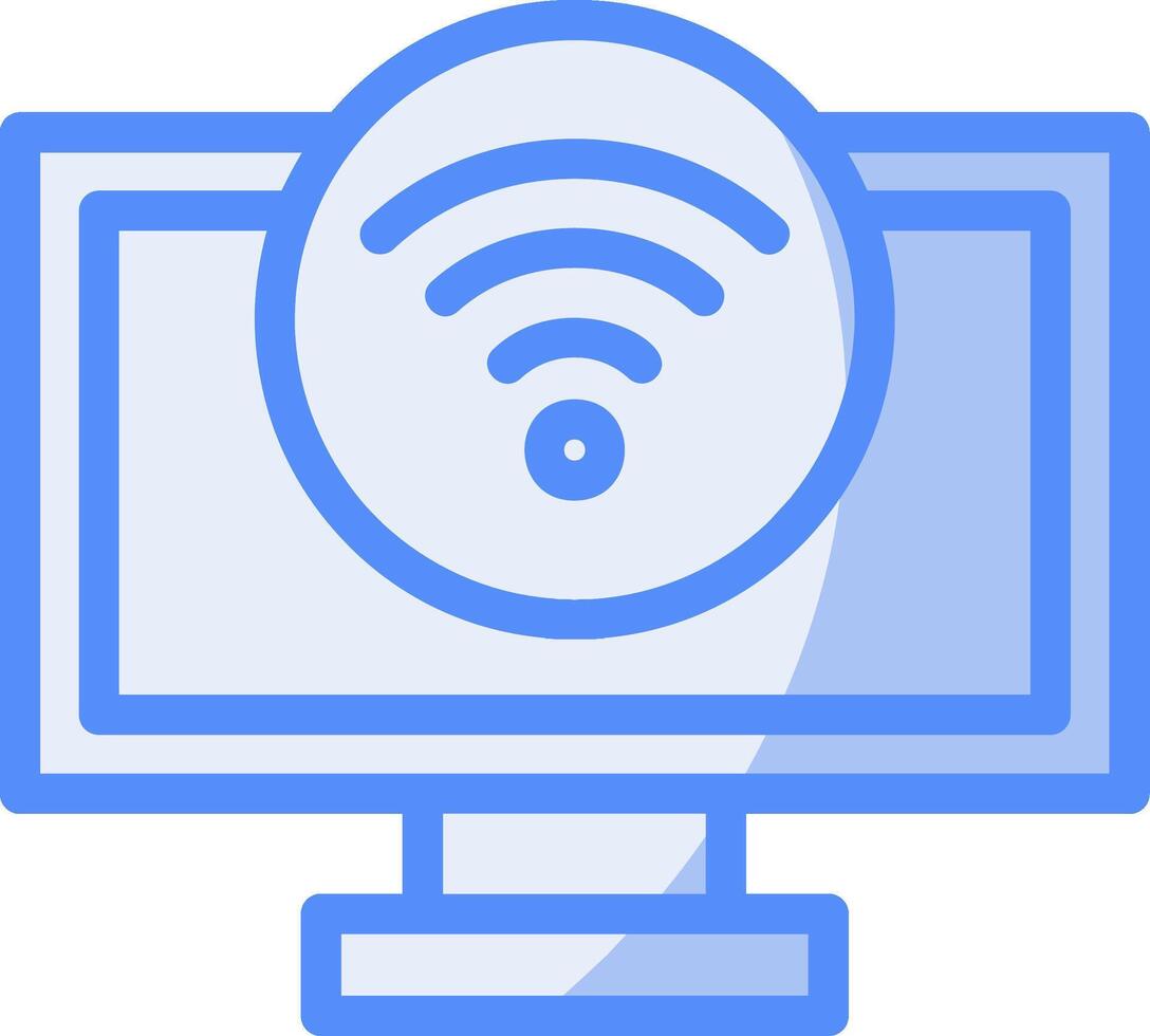 Wifi señal línea lleno azul icono vector