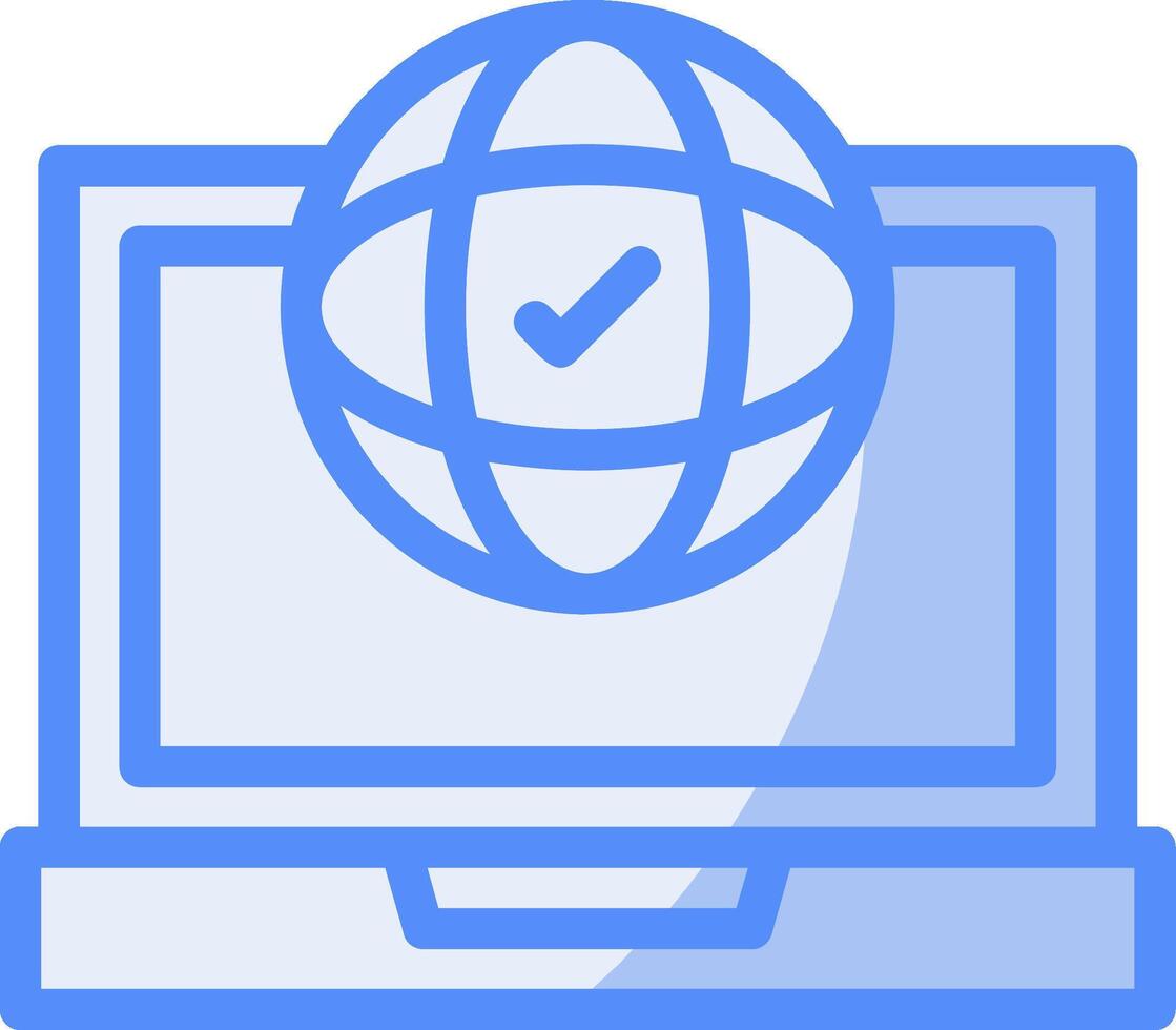 remoto acceso línea lleno azul icono vector