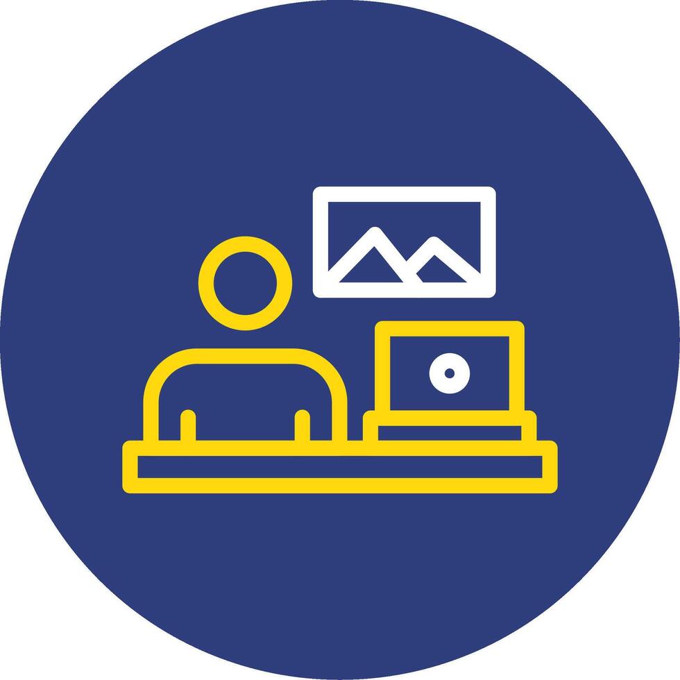 Telecommuting Dual Line Circle Icon vector